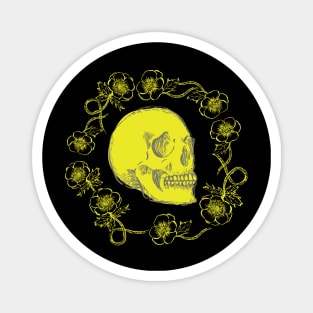 Skulls and Anemones Neon Yellow Bright Magnet